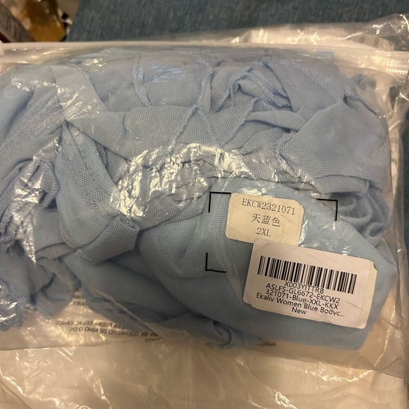 Ekaliy Women👱🏽‍♀️Blue Bodycon Sleeveless Mesh Sexy Club Mini Dress👗Sz 2XL - Picture 6 of 10